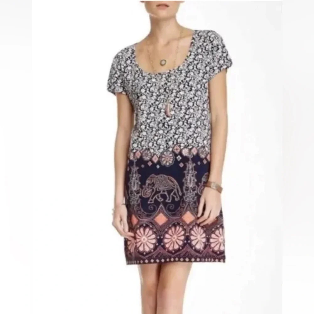Lucky Brand Womens Boho Elephant Ethnic Festival Dress Womens Size Large 605